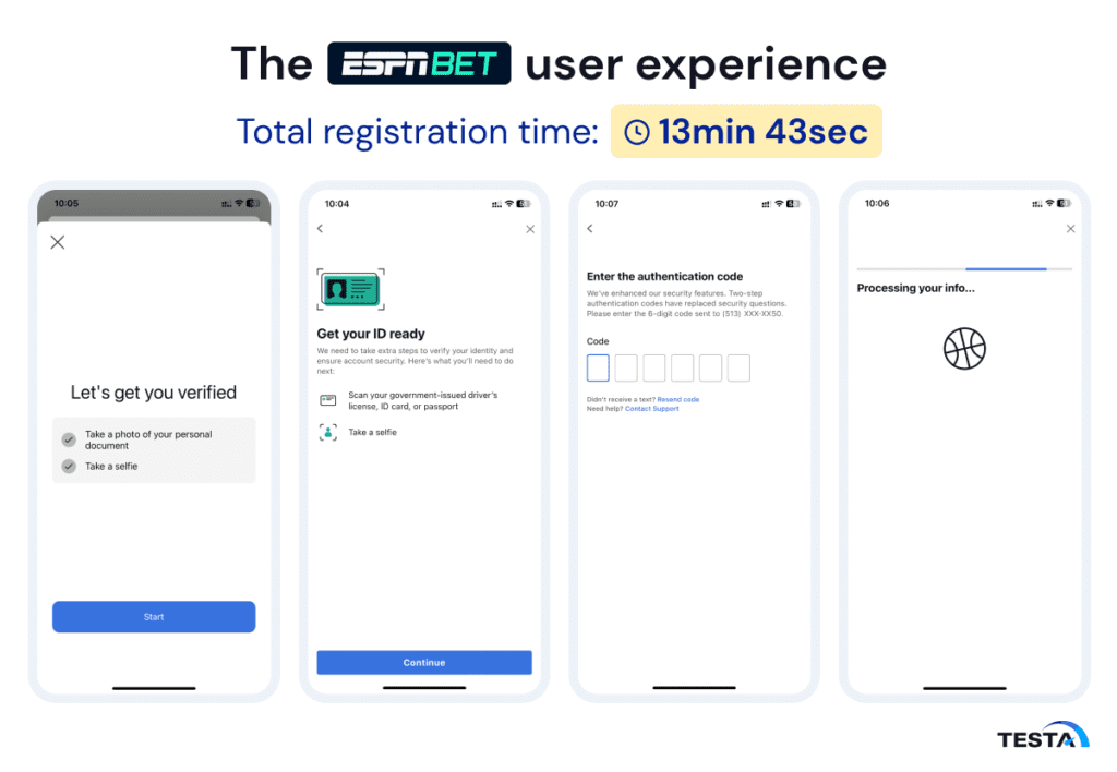 Registration testing of North Carolina sportsbook operators_ESPN UX